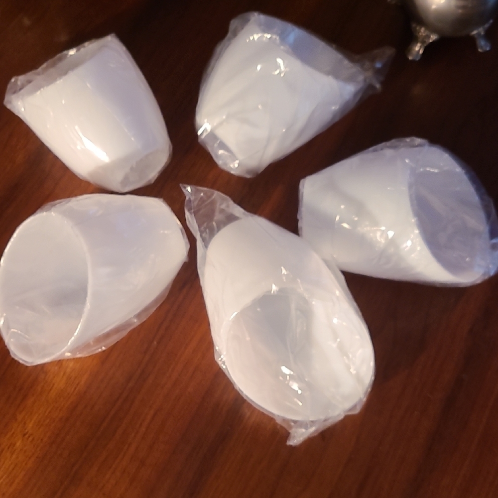 Set of Five Mid-century Style White Shades for Small Lamps